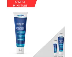 MINI-TUBE 15ML: oraNurse smaakloze schuimloze Tandpasta 1450ppm | Reisverpakking of Sample om te proberen! (voor volwassenen en kinderen vanaf 5 jaar) - smaakloos | schuimloos