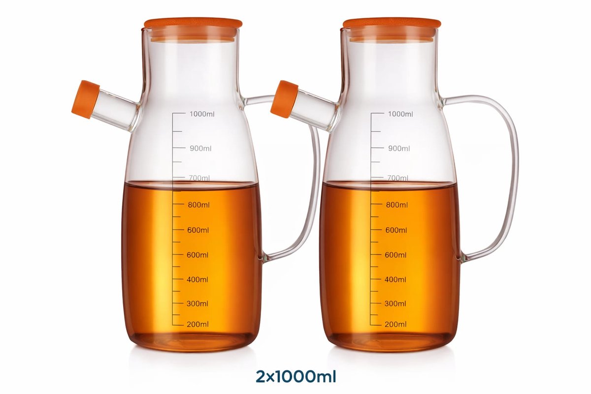 Oil Dispenser Set - Borosilicate Glass - Drip-Free - 2x1000ml