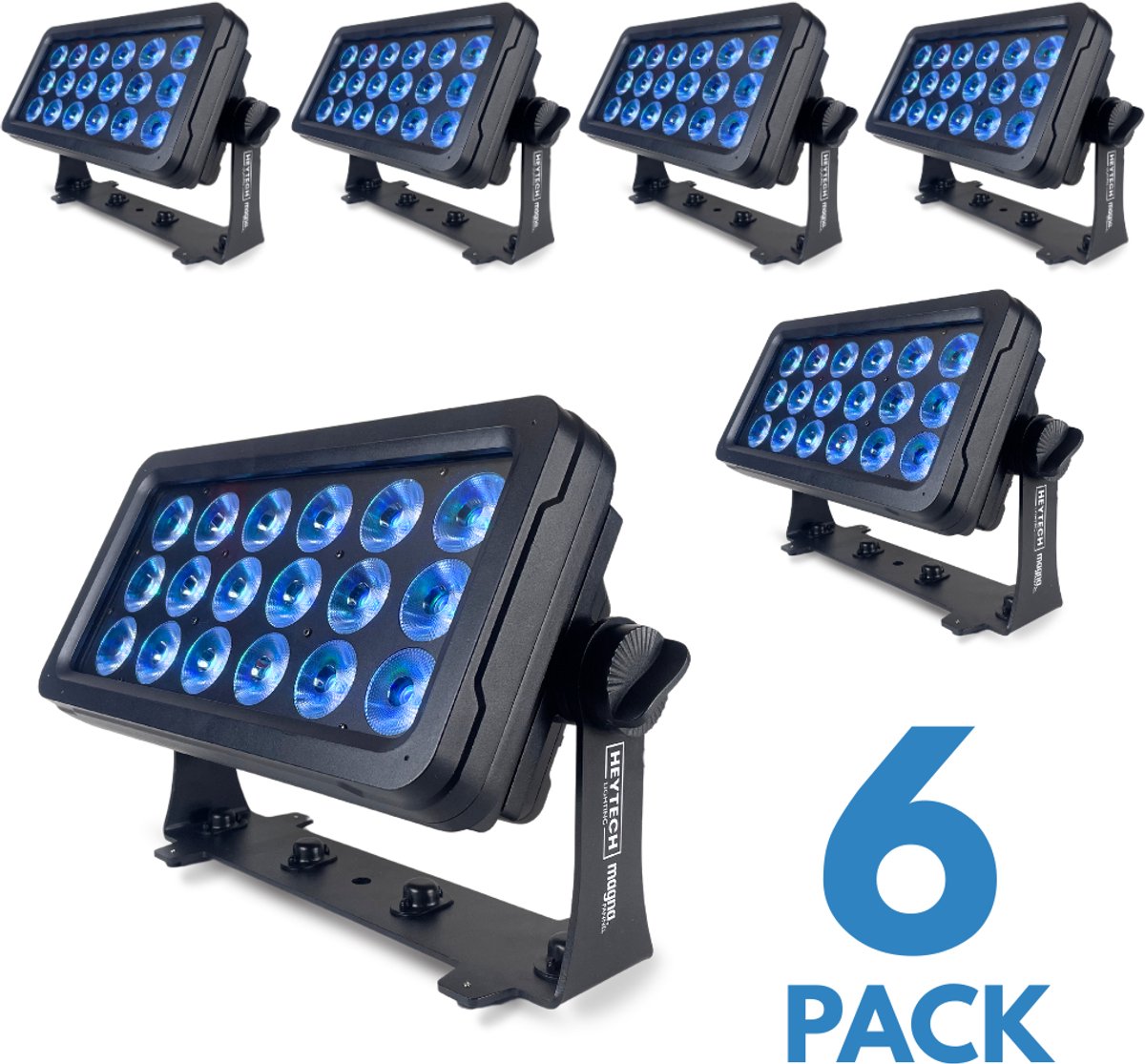 6 PACK Heytech Lighting Magna panel - 18x20Watt - RGBW - IP65 - Wireless DMX