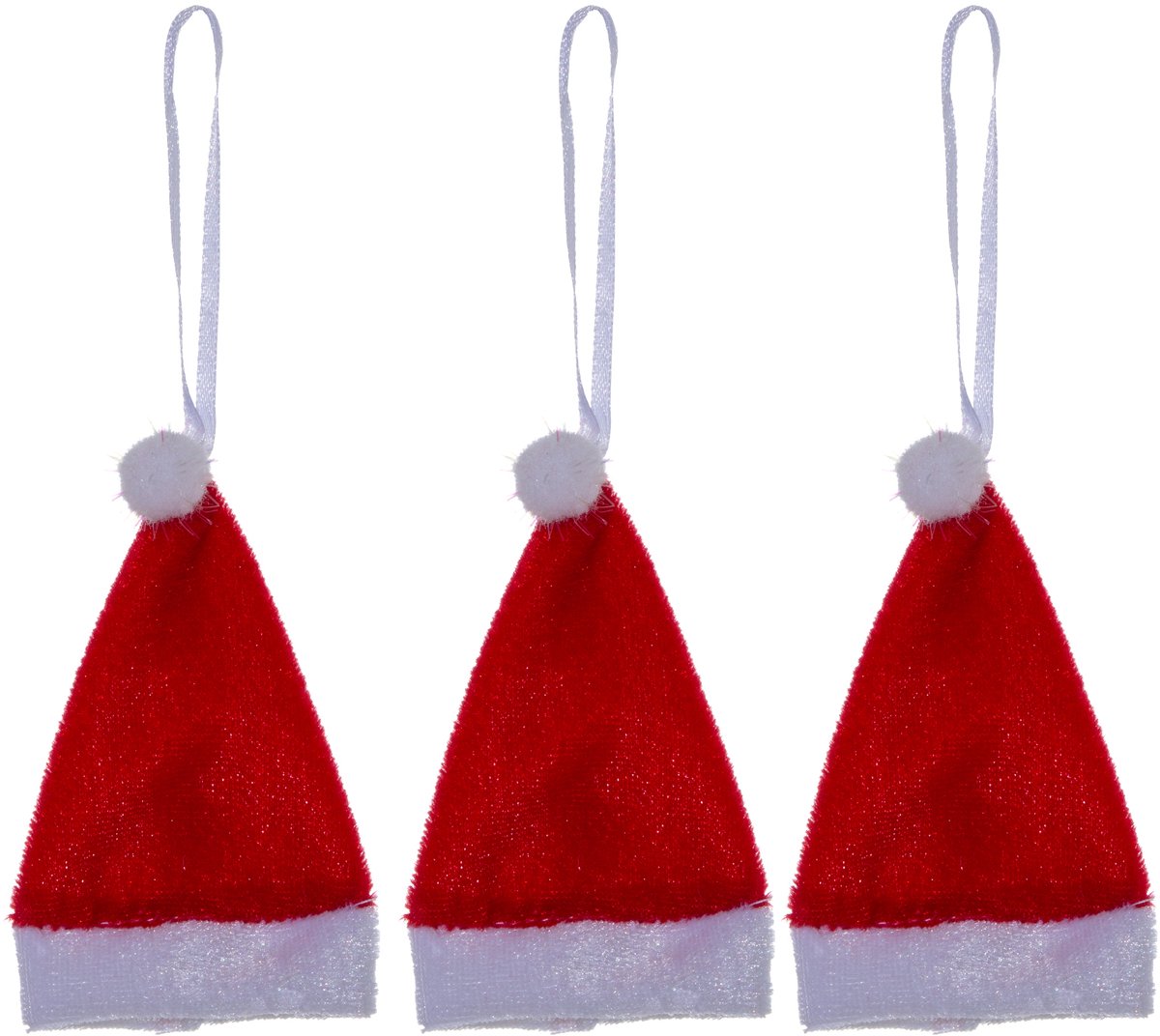 JJA - 3 rode en witte kerstmuts hangdecoraties 10 cm