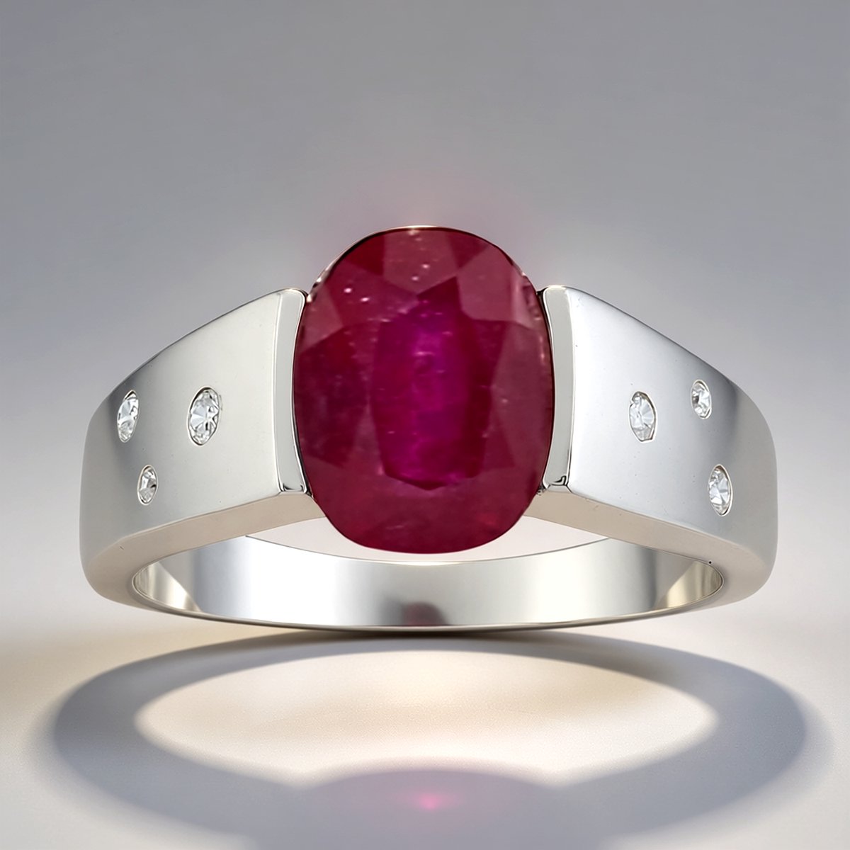 Cavill - Zilveren Ring 925 Sterling met Madagaskar Robijn 2,065 ct en Cambodja Zirkonia's - Geplateerd Platina - Modern Breed Model - Luxe Damesring