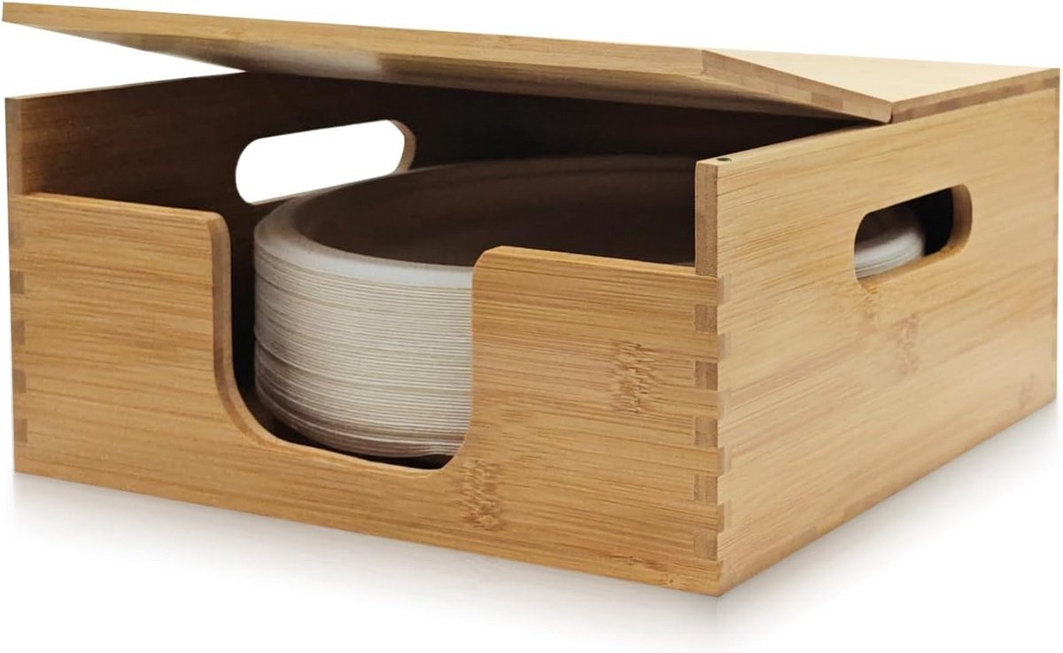 Bamboe Papier Plaat Opslag, Papier Plaat Houders en Dispenser, geschikt voor Keuken Muur, Aanrecht en Onder Kast 8-10" Platen van EBIGIC…