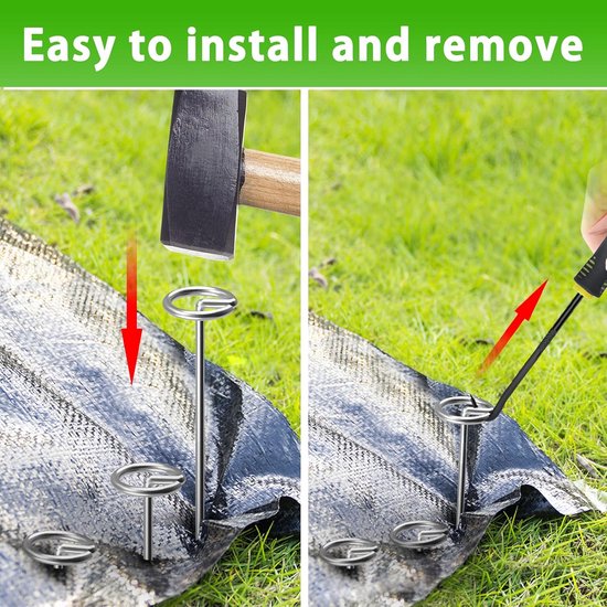 (40) Galvanized landscape fabric pegs, thickened 8 gauge circle top landscape poles, more holding force than U-shaped garden posts, 6'' galvanized ground spikes for weed barrier van Merkloos — afbeelding 2