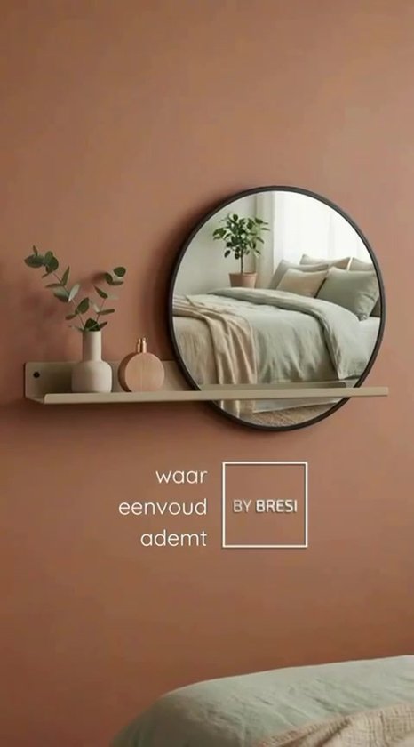 Par Bresi - Étagère murale Dimaro Beige avec miroir et diffuseur