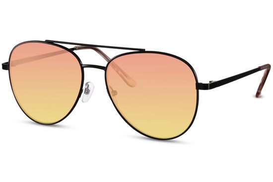 SOLO SOLIS 6241 | Piloten Zonnebril | Aviator Zonnebril | Zwart Metaal Montuur | Geel Oranje Overloop Lens | Retro & Classic Bril | Festival Zonnebril | Rave Bril | Carnavalsbril | Unisex Zonnebril | Trendy Party & Outdoor + brillen sleeve & doek — afbeelding 3