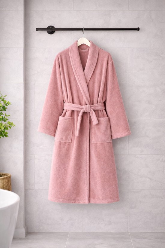 Hotel Comfort Badjas – Luxe, zacht & comfortabel – Zonder capuchon – Roze
