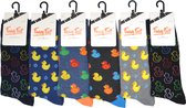 Funny Feet socks - Happy kousen - Duck - cadeau - grappige sokken - 6 paar - Maat 39/42- assortiment