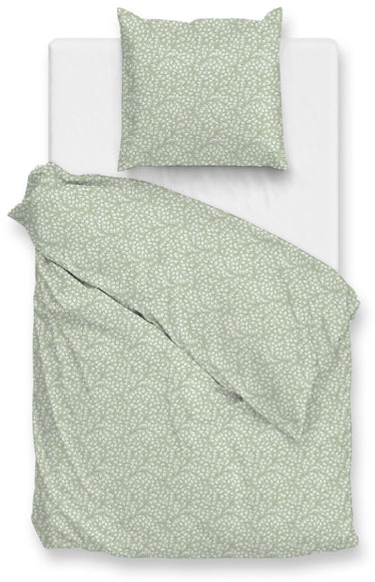 Zohome Dekbedovertrek Eliana - Green - Bladeren - Dekbedovertrek 140x200/220 cm - 100% Microvezel - Eenpersoons Dekbedovertrek