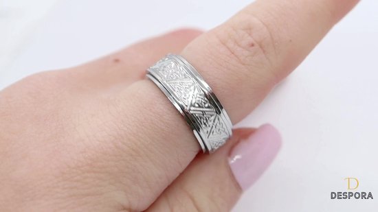 Anxiety Ring - (Keltisch) - Stress Ring - Fidget Ring - Anxiety Ring For Finger - Draaibare Ring - Spinning Ring - Zilverkleurig RVS - (19.00 mm / maat 60)