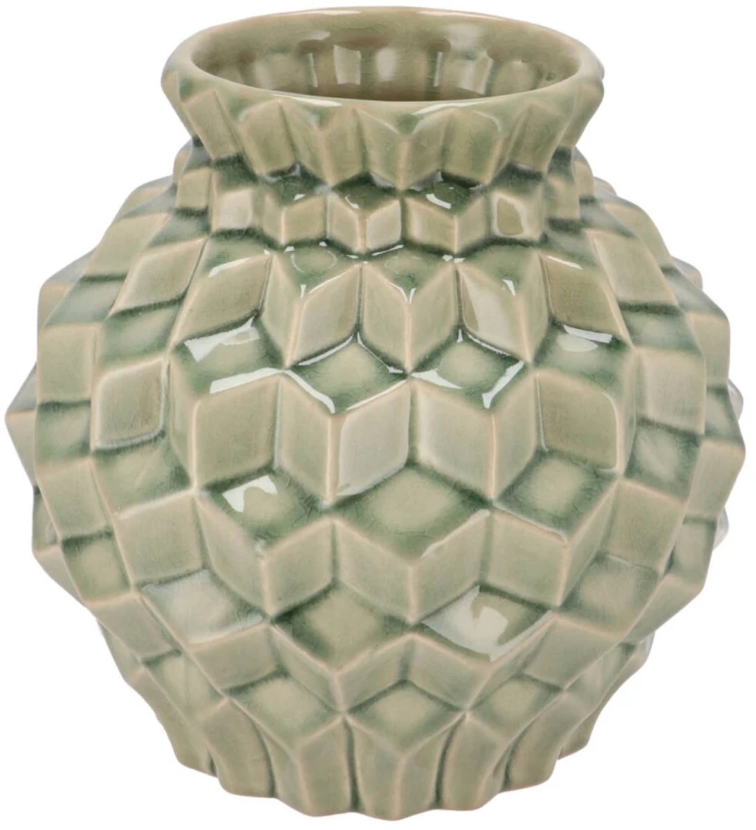 DK design Daan Kromhout - Vaas - Gia - Groen - Structure - 3D effect - 23x23cm - Keramiek