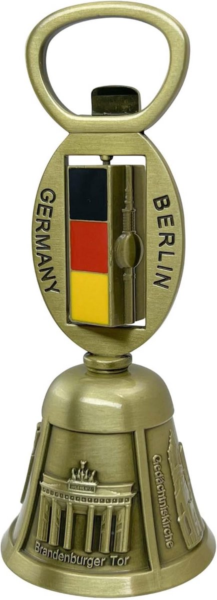 Metalen Tafelbel met Berlijnse Bezienswaardigheden en Flesopener - Uniek Souvenir