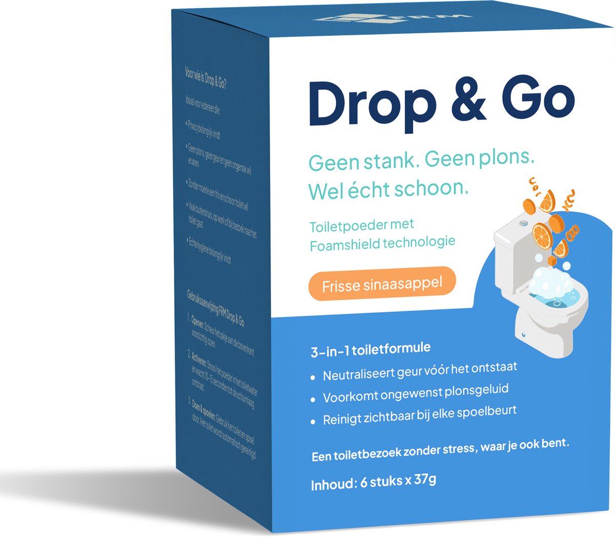 FRM Drop & Go - Toilet Geurverwijderaar Poeder | Neutraliseert Geuren Direct | geen Plons Geluid | Fris Toilet Binnen Enkele Seconden