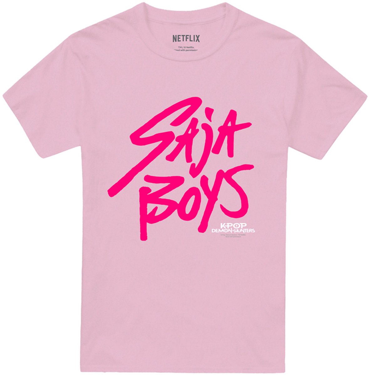 Kpop Demon Hunters Saja Boys Pink Logo Heren T-Shirt - Lichtroze - XL