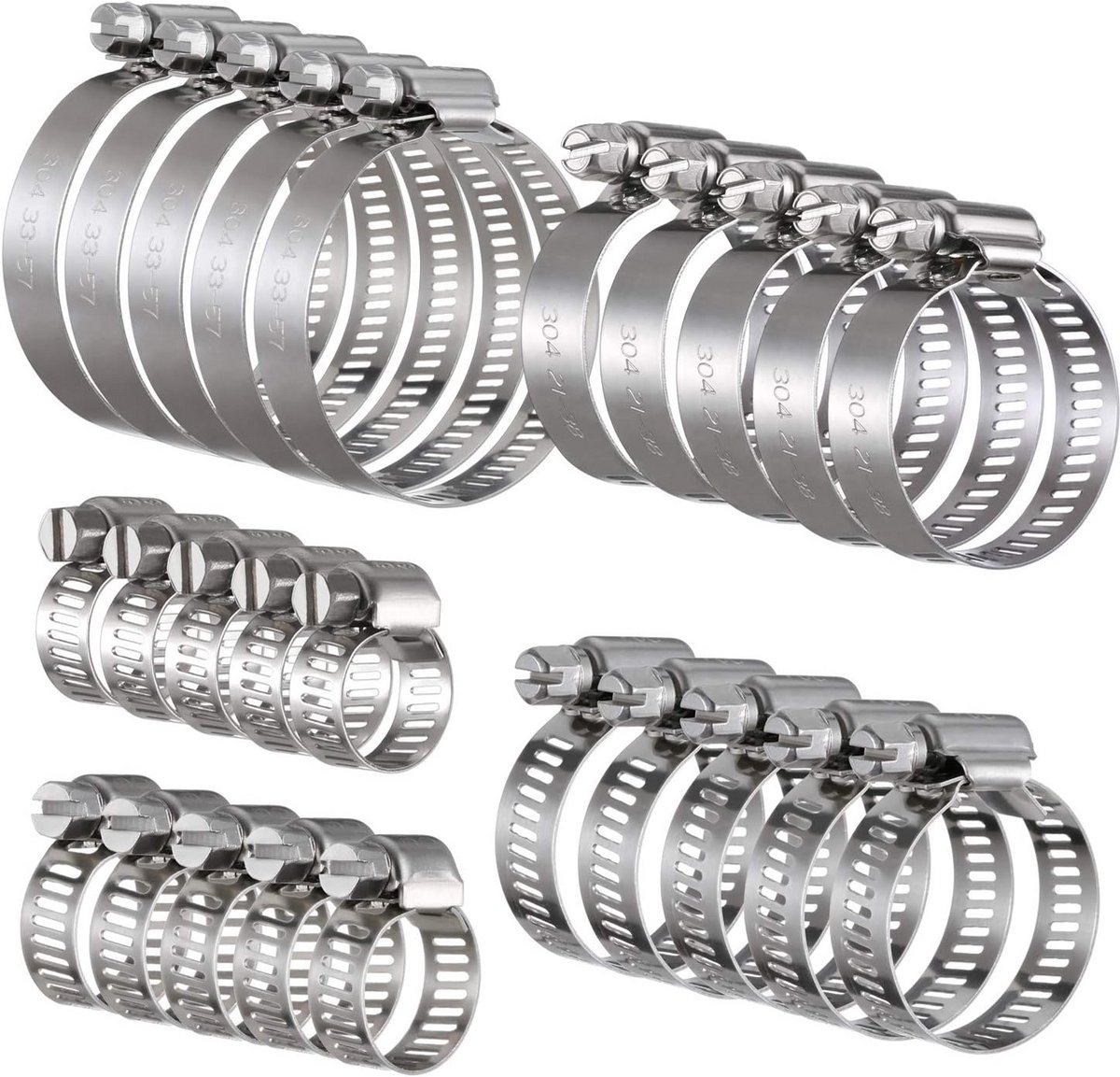 Roestvrij Stalen Slangklemmen Set - 25 Stuks Instelbare Klemmen voor Tuinslang en Vlijt