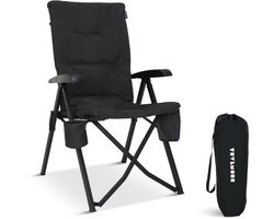 TRVLMORE Campingstoel Luxe - Opvouwbaar - 150KG Draagvermogen - Incl. Draagtas - Klapstoel - Kampeerstoel - Vouwstoel - Zwart