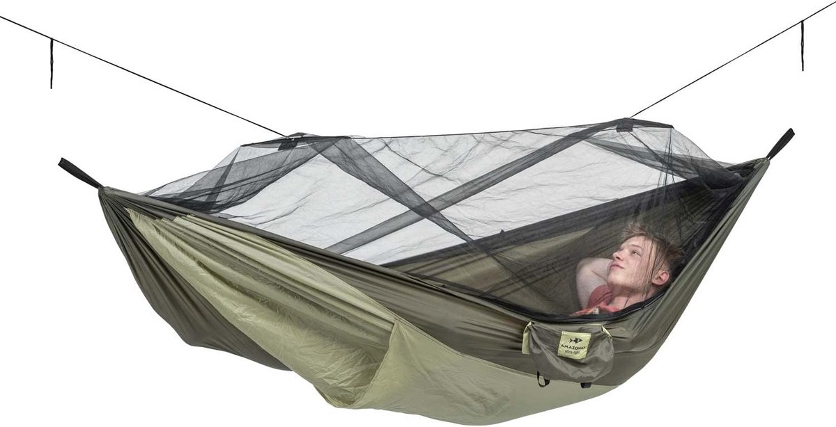 Ultra-Light Hangmat Muggen Traveller Thermo XXL - Geschikt voor Buiten, 200 kg, Groen