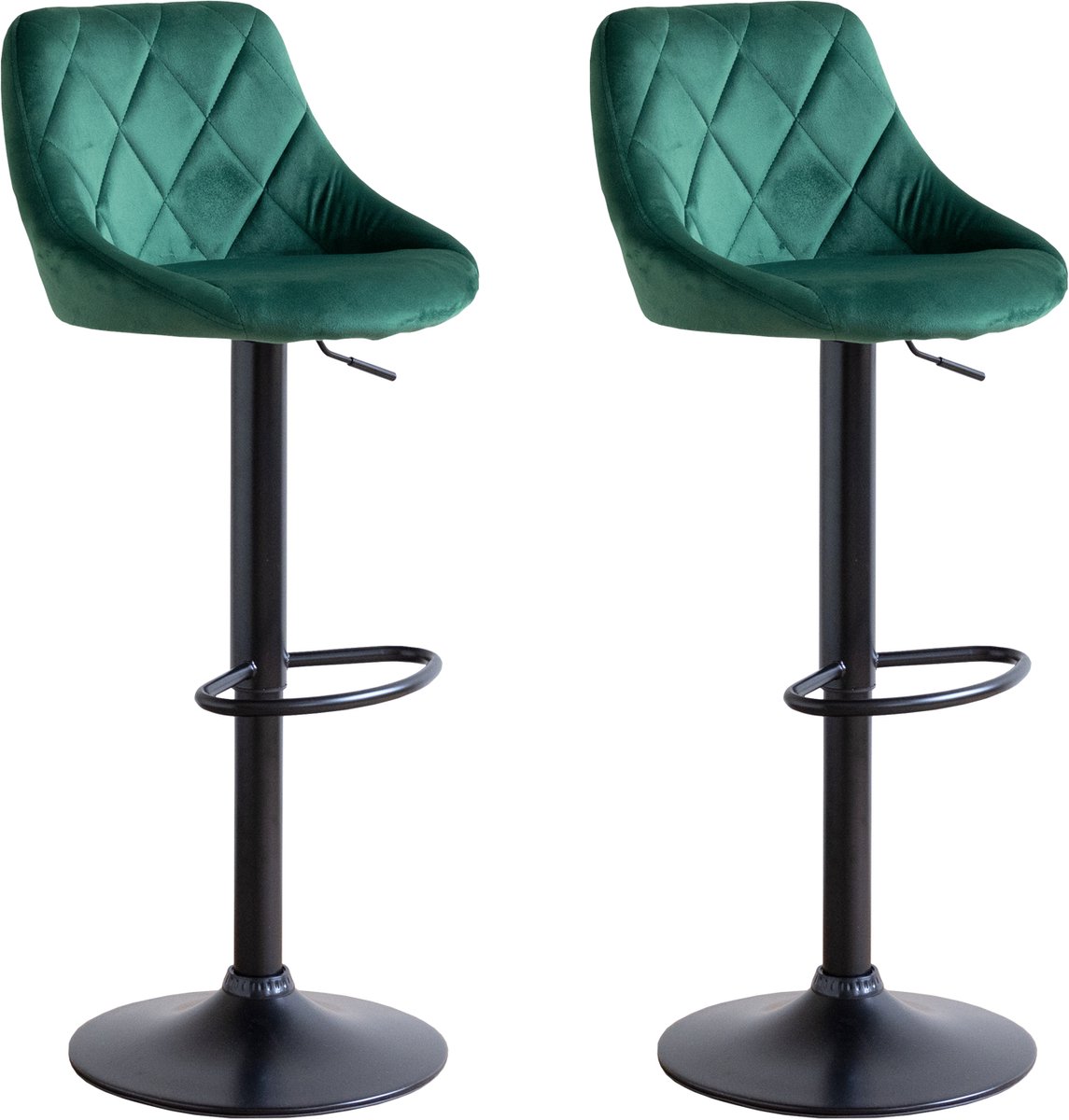 Set van 2 groene fluwelen barkrukken ROBIN