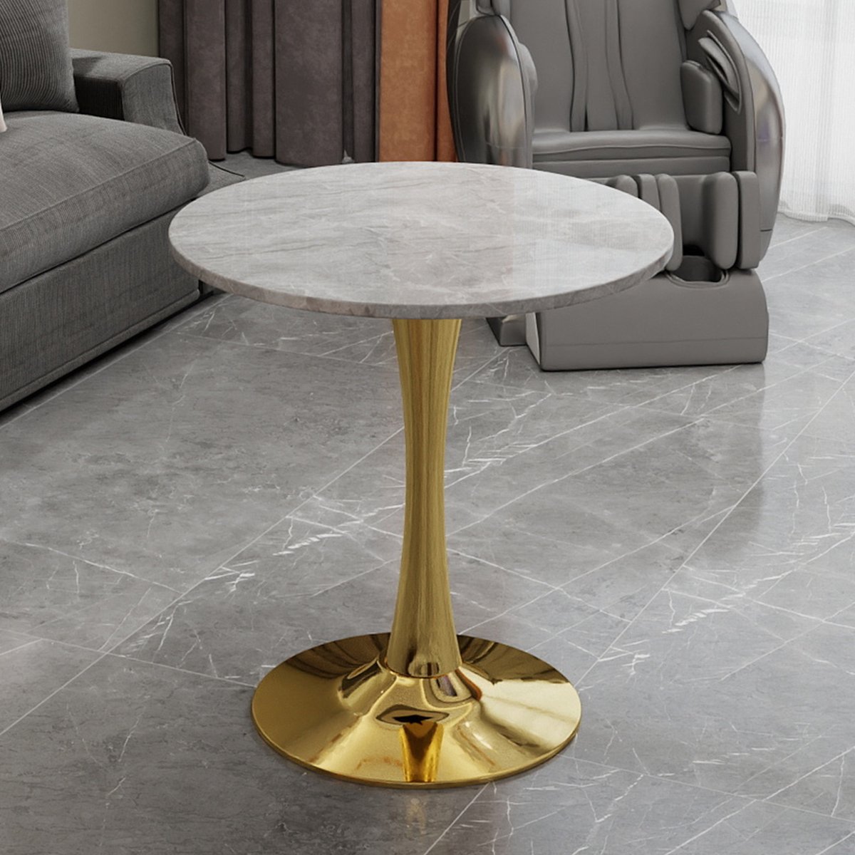 OKWISH Salontafel Rond - Minimalistisch Design Met Hoge Poten - Voor Woonkamer En Eethoek