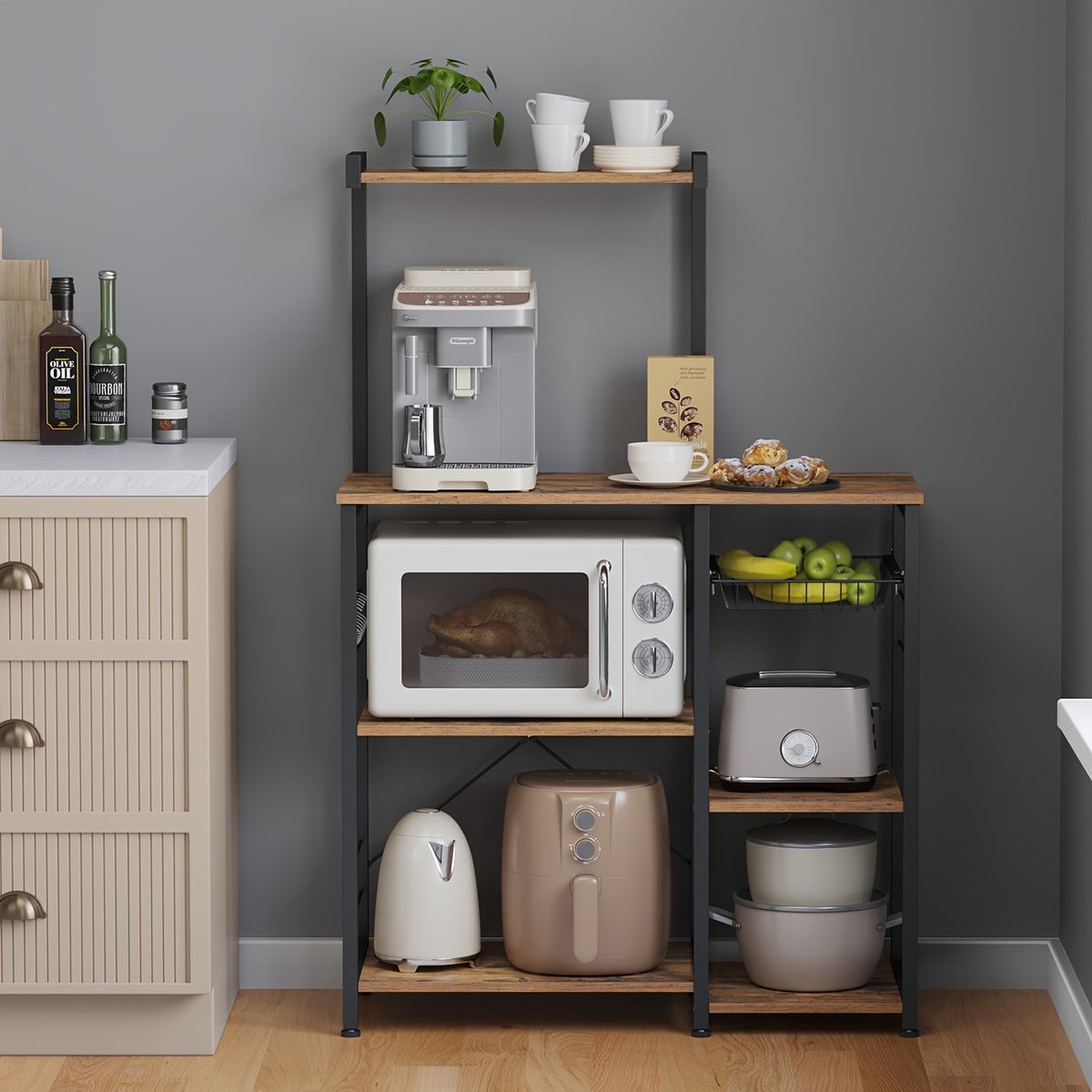 Vrijstaande Gelaagde Houten Plank – Multifunctioneel Opbergrek – Ruimtebesparend – Voor Diverse Kamers