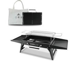 Opvouwbare Houtskool Grill 34x23 cm – Compacte Draagbare Barbecue voor Camping, Tuin, Strand en Picknicks – Zwart