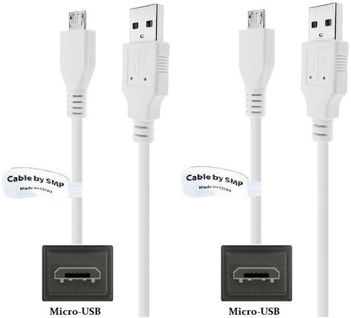 2 stuks OneOne 2,2m Micro USB kabel. Stevige laadkabel. Oplaadkabel snoer past op past op Sony NEX-3N, NEX-3NL, NEX-5R, NEX-5T, NEX-6, NEX-F3, NEX-VG30, PXW-FS5, PXW-X70, Alpha SLT-a58, CP-ABP150, CP-AB150, CP-AB300, CP-AB100, CP-AB50 camera