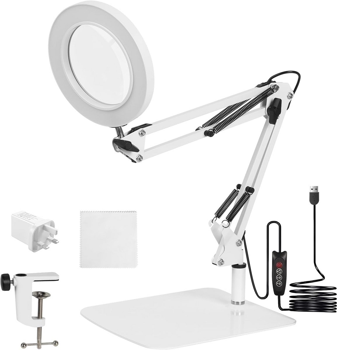 Vergrootglas met LED verlichting voor lezen en hobby's - 10X vergroting met verstelbare arm