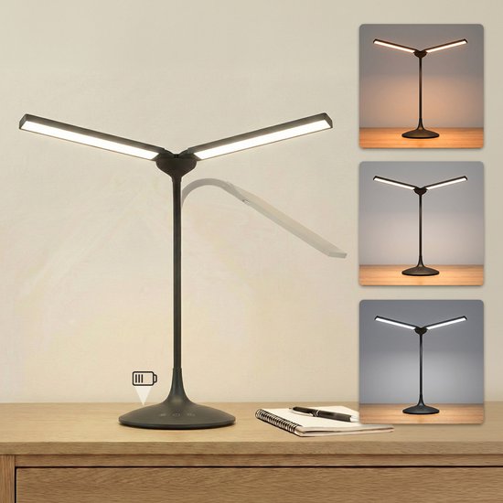 24W Noir Lampe de bureau Double tête Led Moniteur Lampe à