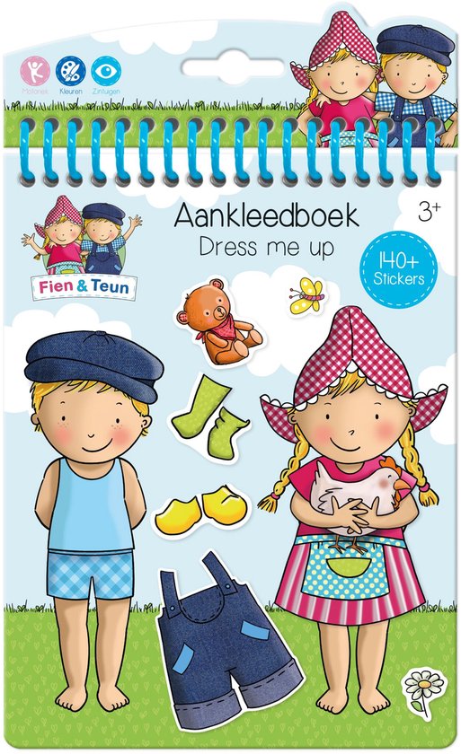 Fien & Teun Dress Me Up sticker aankleed- en kleurboekje vakantieboekje meisjes 24 delig - educatief speelgoed junior vanaf 3 jaar stickeren en kleuren