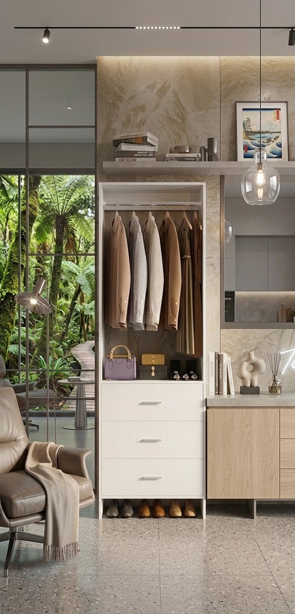 Moderna 3-Laden Opbergkast – Hoge Kledingkast met Planken – Multifunctionele Kast voor Slaapkamer, Woonkamer en Kantoor – 200 x 60 x 40 cm – Wit | Novihome