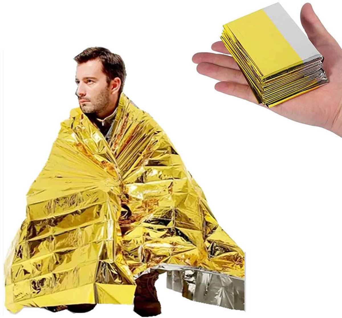 RezReady Noodoverlevingsdeken – Thermische Mylar, Aluminiumfolie Regenjas voor Survival