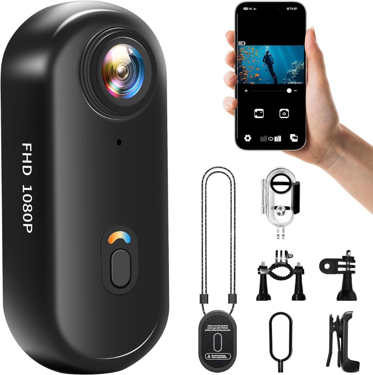 TopChoice® Bodycam - Mini Actoin Camera - Videocamera - 1080P WiFi - Zwart