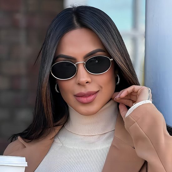 Trendy Retro Ovale Zonnebril - Jaren 90 Stijl - Smal Metaal Montuur - Lichtgewicht - Unisex voor Dames & Heren van Merkloos — afbeelding 3