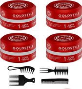 Gold Style Aqua Tropia 01 Haar Wax Set – 4x stuks + 4 Styling Kammen – Sterke Hold – Haar Wax voor mannen.