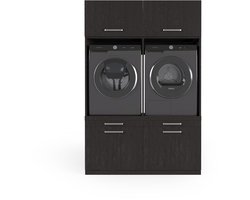 Wasophoogte® Wasmachine Kast Budapest - Wasmachine verhoger - Wasmachine ombouw - 700(D)*1330(B)*1990(H) mm - Zwart