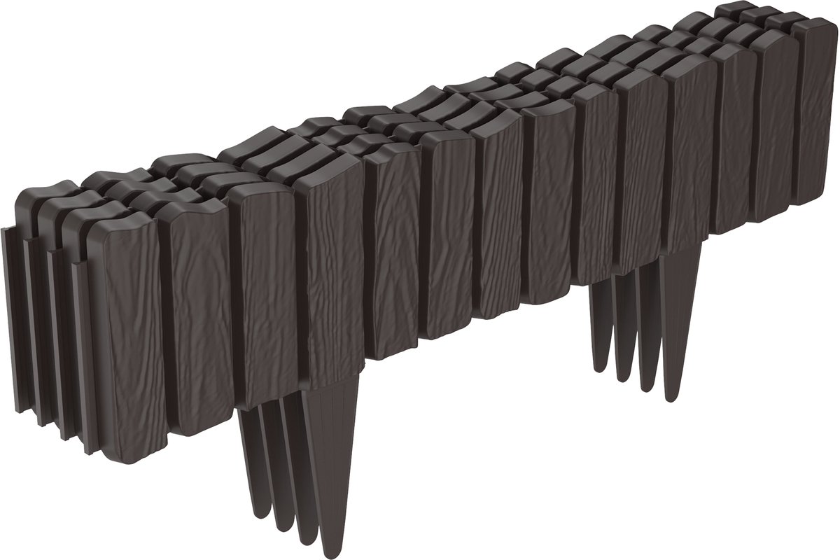 2,3M Gazonrand kunststof bloemperkrand tuinhekwerk palissade maairand trottoirbanden, houtlook palissade, bloemperkrand tuinhekwerk van polypropyleen, 57x23cm per stuk (L x H) - 4 stuks, Braun