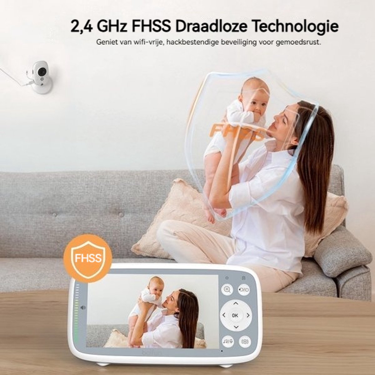 BOIFUN VB616 Babyfoon - Babyfoon met 2 Camera - Groot 4 Inch HD Baby Monitor - Video & Audio - met Slimme Functies - Baby Camera - Inclusief Flexibele Houders – foto 2