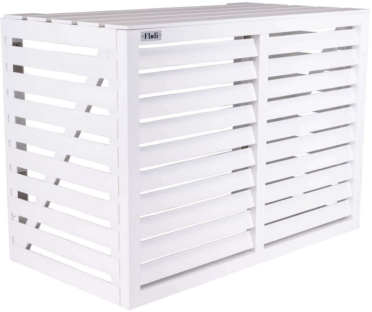 Floli Kunststof Airco Cover – Buitenunit Omkasting "Houtlook" Wit / Wandmontage.