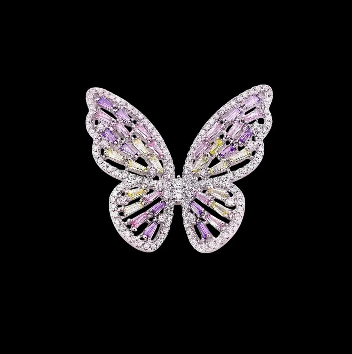 Victoria Valenza Zilverkleurige Vlinder Broche en Hanger met Zirkonia Stenen - Broche - Zilverkleurig - Vlinder broche - Zirkonia