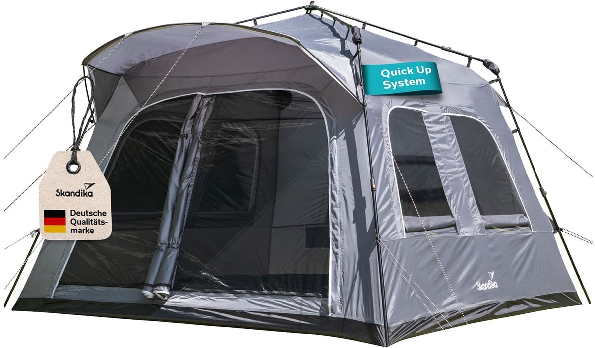 Skandika tent Hognes 4 Protect Quick-Start - Pop-up kampeertent voor 4 personen, steilwandtent, eenvoudig op te zetten, waterdicht, UPF 50+, muskietennet, tunneltent | Huistent, festivaltent, outdoor kamperen