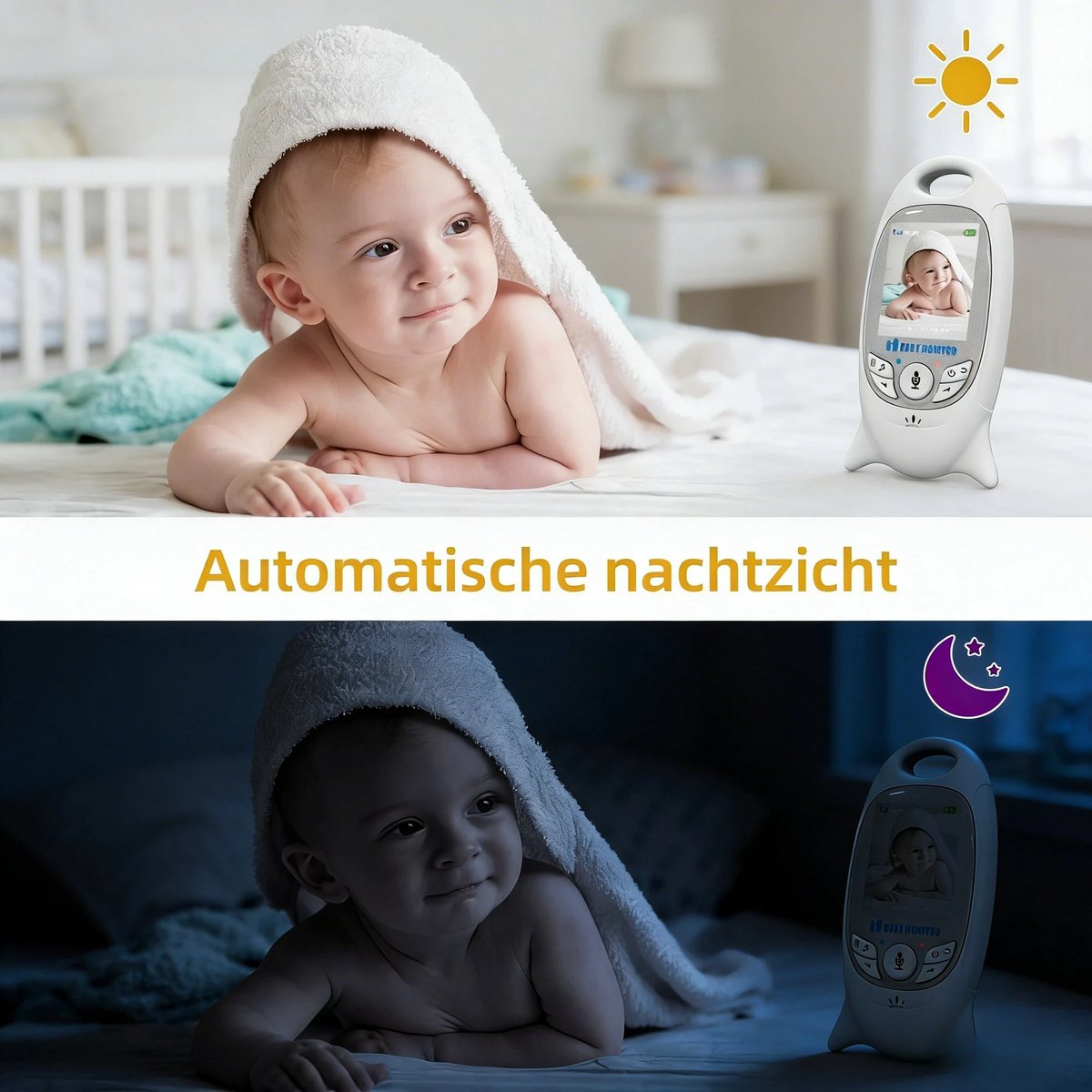 BOIFUN Babyfoon met Camera - Video & Audio - Nachtvisie - afbeelding 3