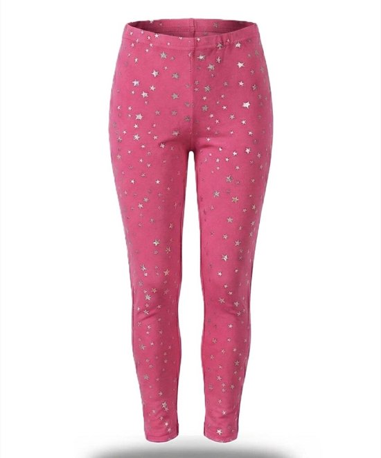 Roze kinder legging met sterren - maat 110/116 - Basiskleur roze - stars - Comfort en stijl in één!