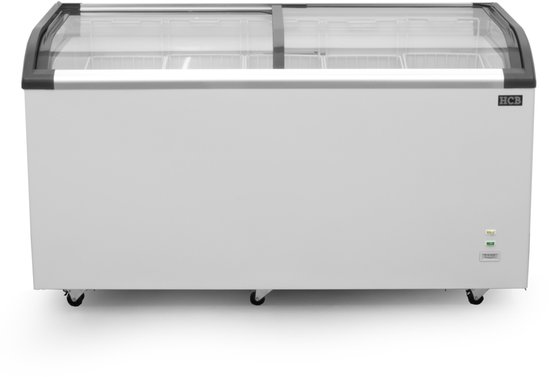 HCB® - Professionele Horeca vriezer - Vrieskist met glazen schuifdeksel - 455 liter - 230V - Diepvries koffer - 68x153x85 cm (DxBxH) - 77 kg - 8472