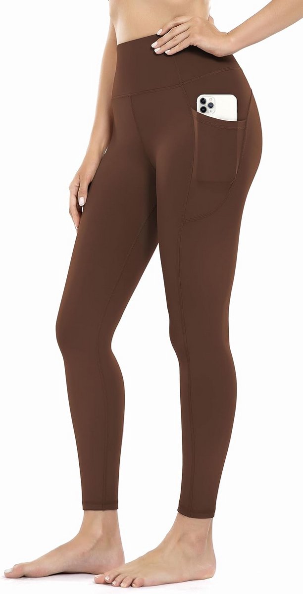 Sportbroek voor dames met zakken, ondoorzichtig, hoge taille en lange pasvorm — afbeelding 4