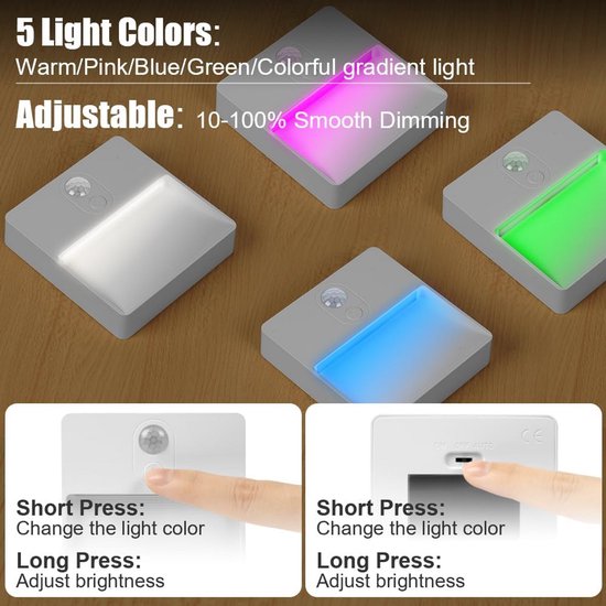 Automatisch LED-nachtlampje met Bewegingssensor - Kleurwisselend RGB Nachtlampje voor Kinderkamers en Meer — afbeelding 3