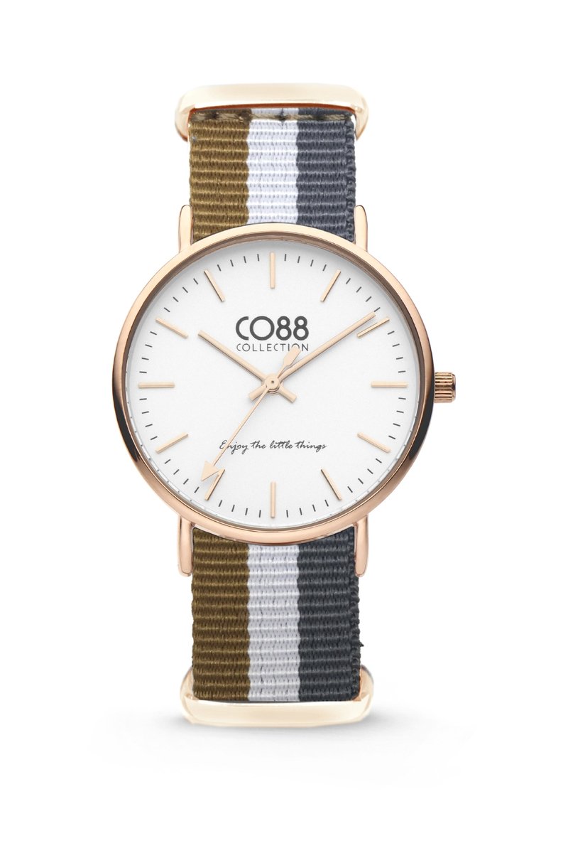 CO88 Collection - 8CW-10032 - Horloge - nato nylon - bruin-wit-grijs - 36 mm