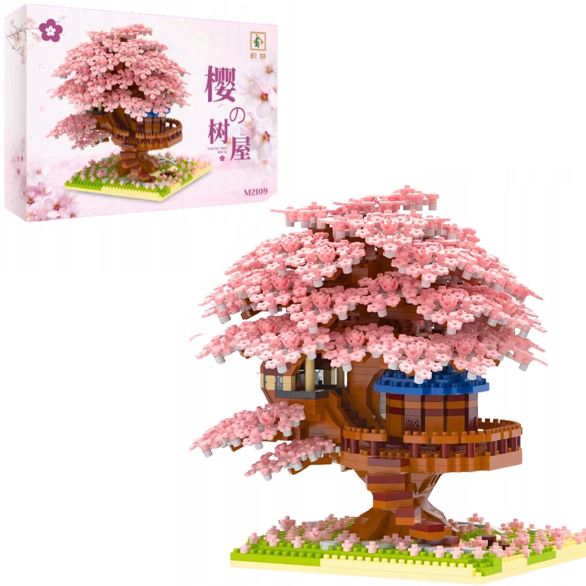 COIL Sakura Boom Bouwset – 2151 onderdelen - Roze Bloesem Boom met Boomhut – Decoratieve Bouwstenen Set – Creatief Bouwspeelgoed - vanaf 6 jaar