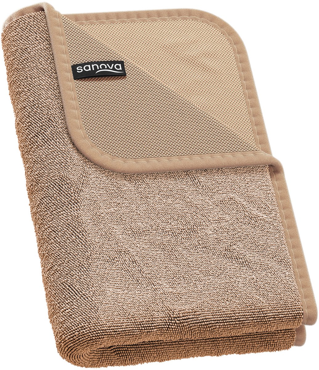 Sanova Droogdoek Badkamer - Gedraaide microvezel structuur - 40x60 cm - 800 ml absorberend vermogen - Beige