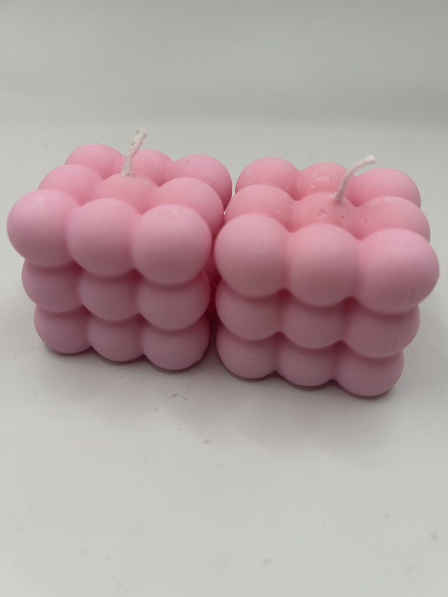 Handgemaakte Bubbelkaarsen 2 stuks - Roze - Duurzaam - Lovely Elegance