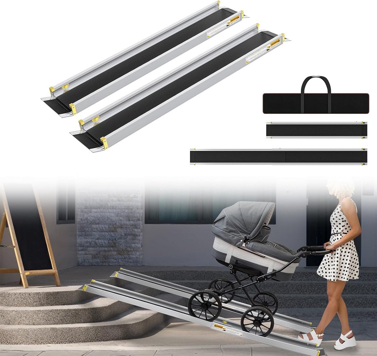 Verstelbare Telescoop Rolstoelhelling Aluminium Antislip Draagbaar