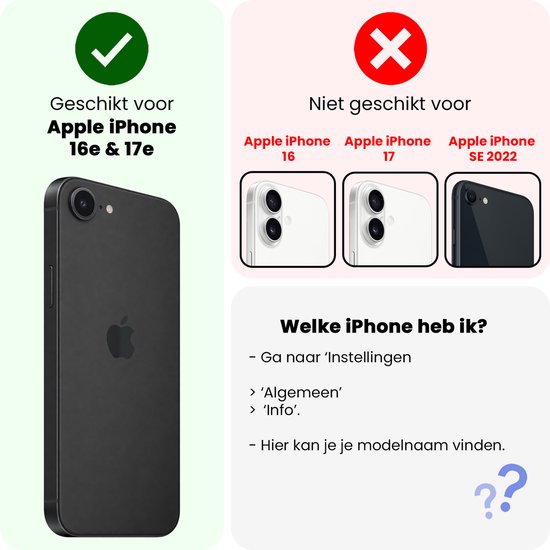 Hoesje - Met 2x Screenprotector - Geschikt voor Apple iPhone 16e / 17e - Luxe Pasjeshouder - Bookcase Portemonee - Flip Case - Kunstleer Book Case - Flipcase Hoes - Book Cover - Walletcase - Portemonneehoes - Rosé goud